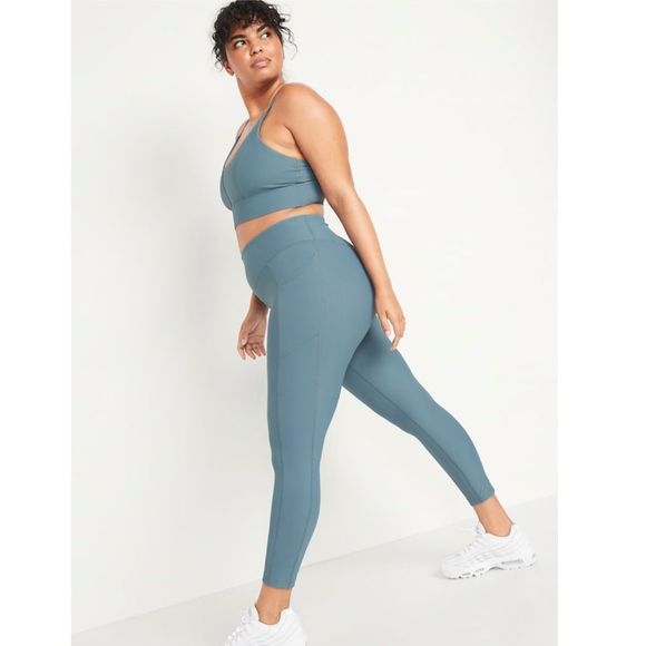 Old Navy Pants - Old Navy High-Waisted PowerSoft Rib-Knit Side-Pocket 7/8-Length Leggings